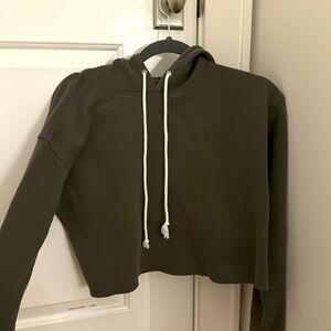 Army Green cropped sweatshirt with hood. Cotton and soft and only worn once.